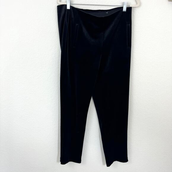 Chico's Women's Velour Pull On Straight Leg Pants Minimal Winter Black Size 12 - Picture 1 of 7